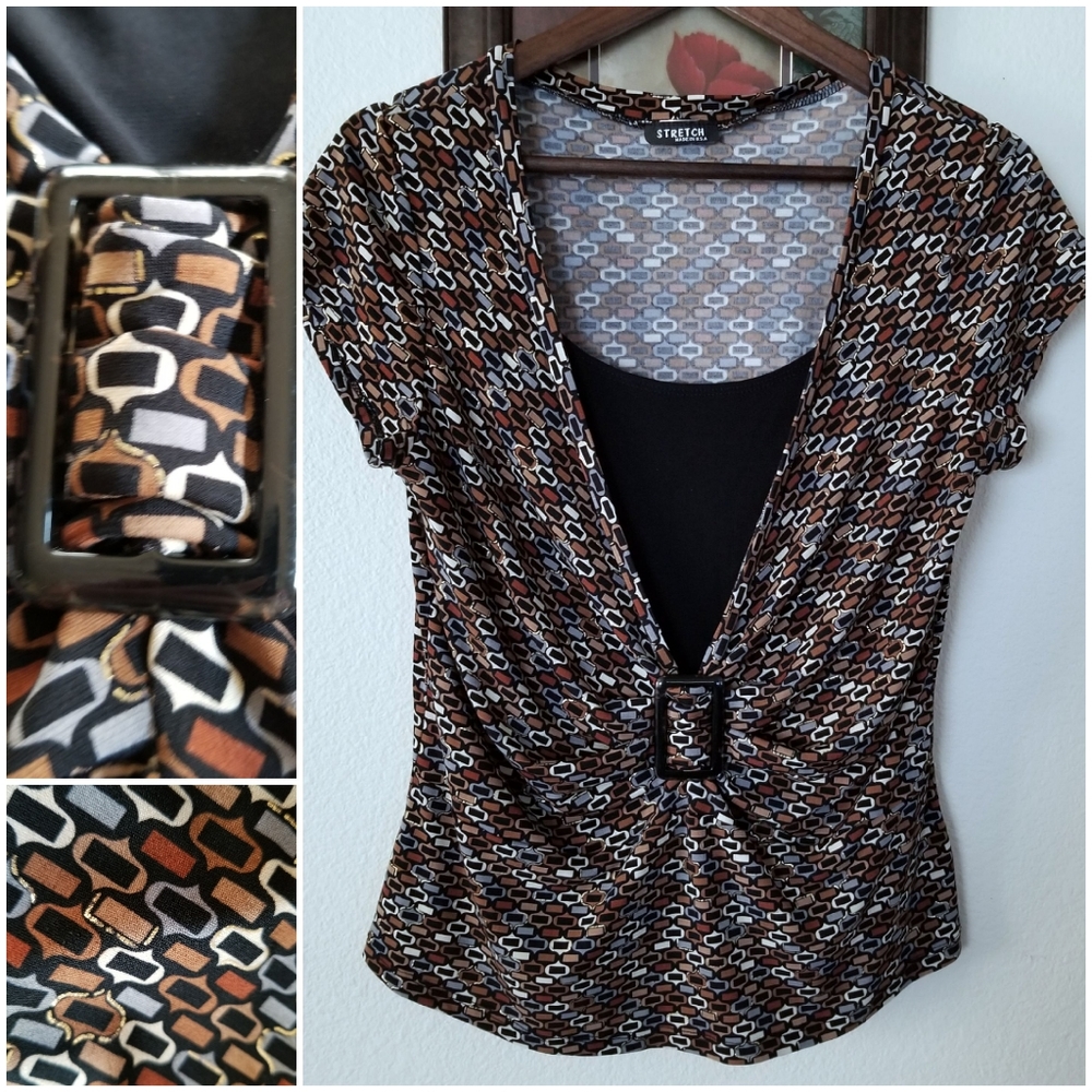 STRETCH Women's V-Neck Shirt & Top Short-Sleeve